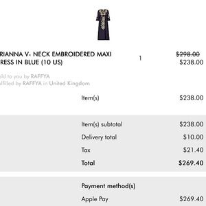 Brand new Raffya Arianna V-neck embroidered maxi dress in blue